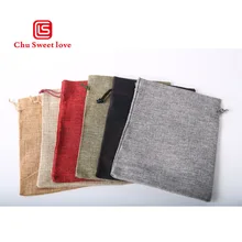 20pcs 16.5×22.5cm Nine Pure Color Linen Drawstring Bag Chinese Christmas/ Wedding Voile Gift Bag Packing Gift Pouch Jewelry Bag