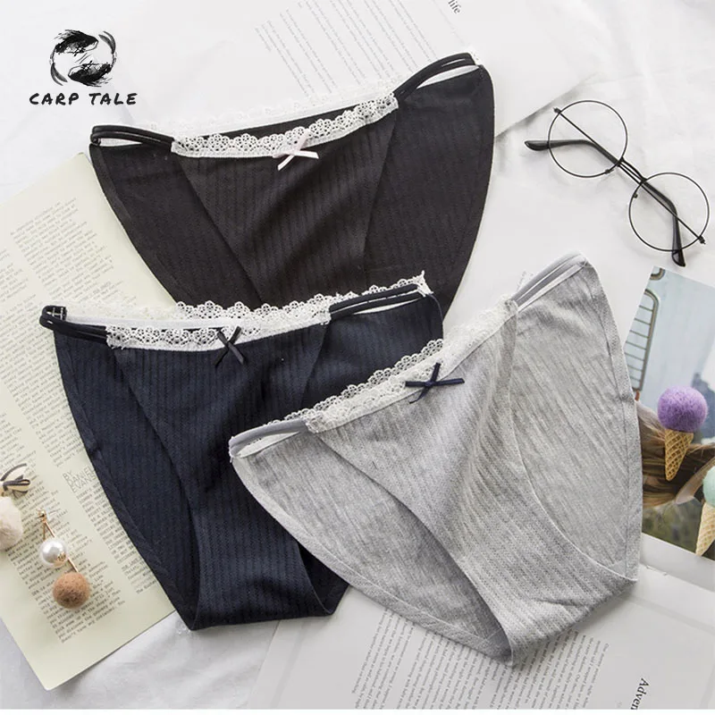 

CARP TALE 95%Cotton Panties High Quality Summer 2019 Brief Women Elastic Heathy Underwear Girls Natural Color Lady Underwear