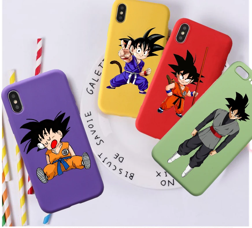 Dragon Ball Z Super DBZ Goku Fashion Coque candy color чехол для телефона TPU iphone 8 XS XR XSMAX и Roshi красная