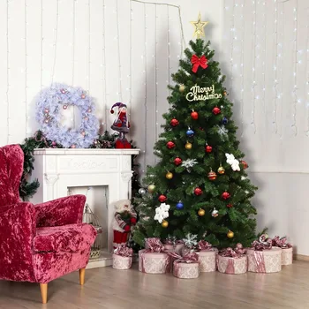 

Goplus 6Ft PVC Artificial Christmas Tree Encryption Premium Hinged w/ Metal Stand Green Christmas Decoration CM21245