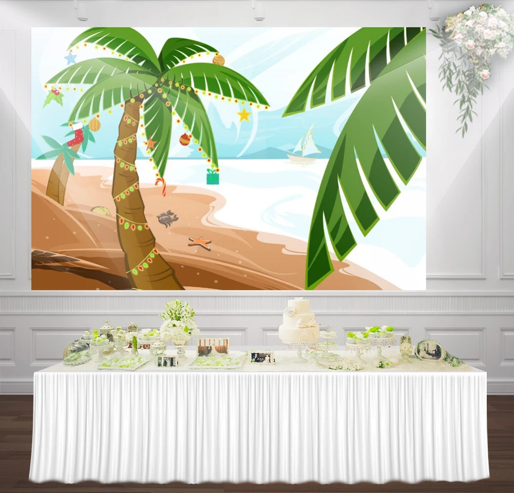 HUAYI море пляж кокосовой пальмы летние декор для вечеринки в честь Дня Рождения тропические стены висит Фон фотографии задний план sm-139