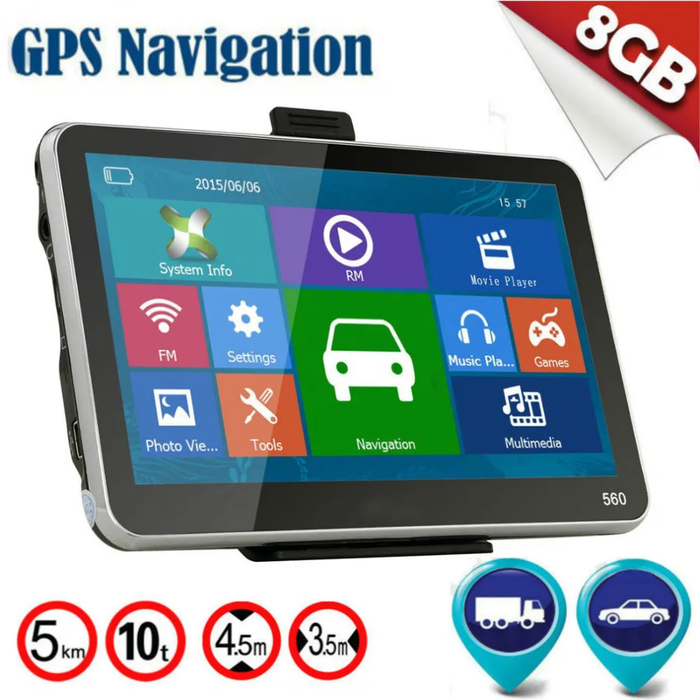 

5 Inch Universal Trucks Cars Auto Vehicles Car Trucs Gps Sat Nav Navigation GPS System Support Voice Navigation