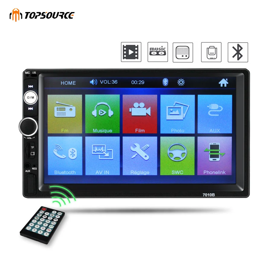 

TOPSOURCE 7010B General 2 Din car Radio MP5 Rearvien camera 7 inch HD touch screen audio Multimedia player support Bluetooth USB
