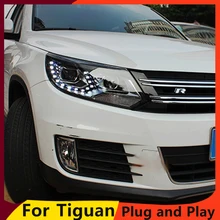 KOWELL автомобильный Стайлинг для VW Tiguan фары 2013 Tiguan светодиодный фонарь светодиодный DRL Биксеноновые линзы фары дальнего ближнего света для парковки