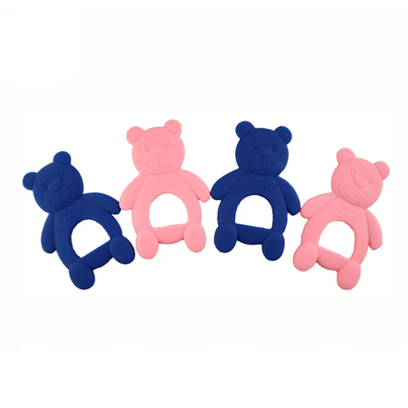 

2Pcs/set Creative Baby Teether Newborn Kids Toy Safety Rubber Baby Teethers Cute Bear Toys for Children Kids Birthday Gifts 2019