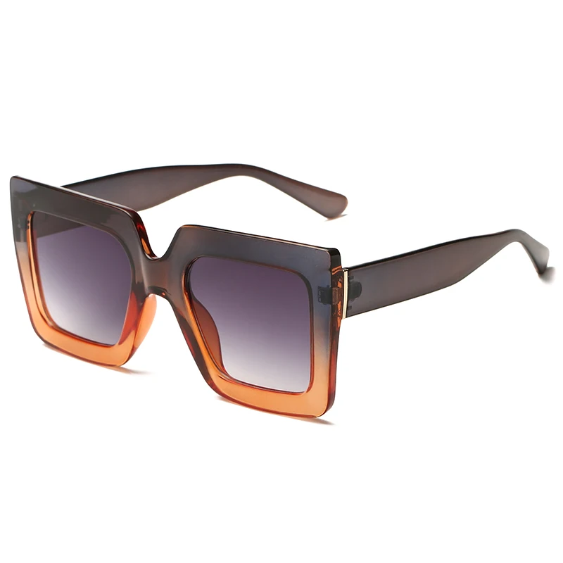 Солнцезащитные очки для женщин больших размеров d, мужские солнцезащитные очки с прозрачной градиентной оправой, Винтажные Солнцезащитные очки больших размеров в стиле ретро, женские мужские солнцезащитные очки UV400 - Цвет линз: Blue Orange