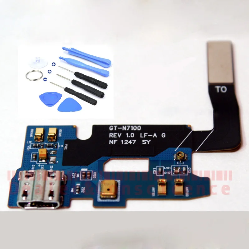 

1PCS Tested For Samsung Galaxy Note 2 N7100 GT-N7100 N7105 N7102 Charge Charging Port USB Dock Connector Flex Cable+Tools