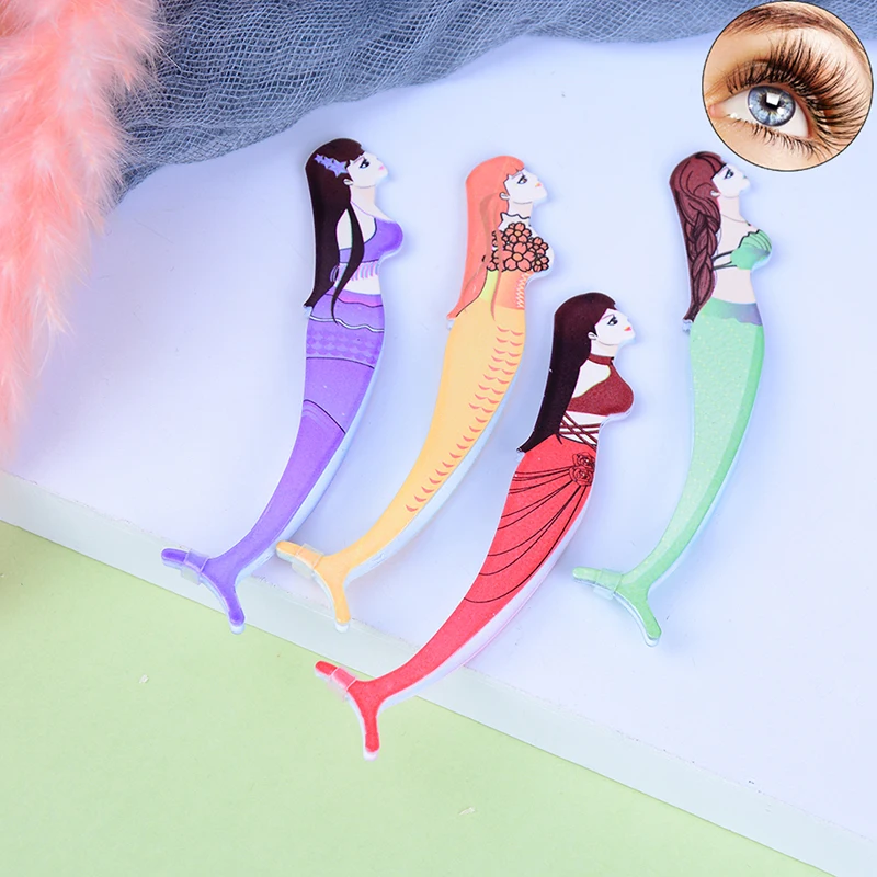 Mermaid Pattern Eyelash Curler Tongs Auxiliary Lash Lift Silicone Pads False Eyelash Clip Handle Beauty Assistant Tool