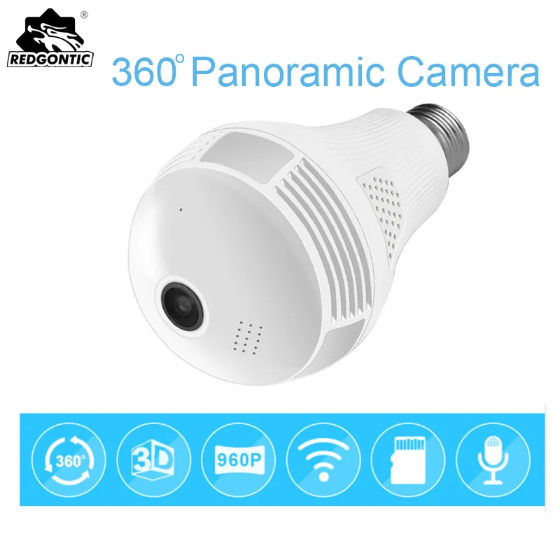 

960P Wireless 360 Panoramic IP 3D VR Camera WIFI LED Bulb Light FishEye Surveillance CCTV Camera Home Security Mini Cam Wi-Fi