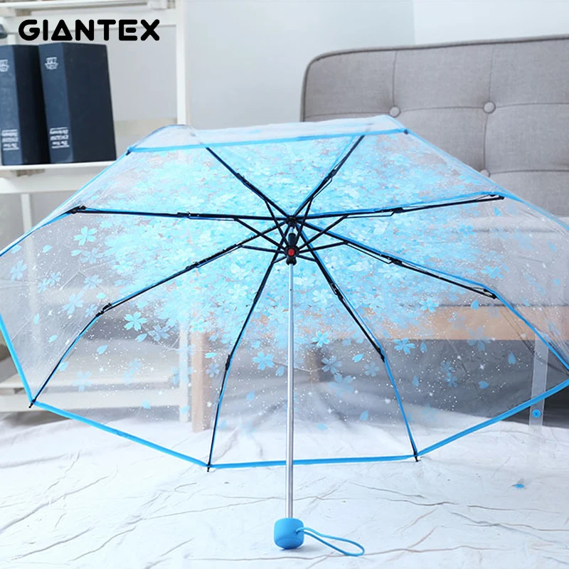 

Flower Clear Transparent Umbrella Female Folding Umbrella Rain For Women Men paraguas parapluie femme paraplu parasol ombrello