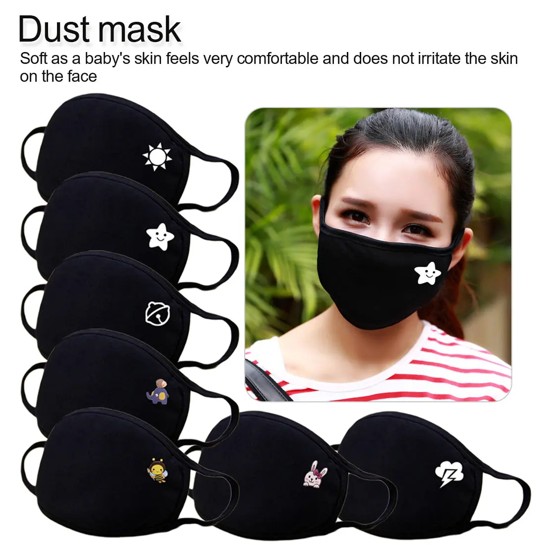 

1pcs Unisex Winter Warm Thickening Mouth Mask Cotton Warm Dust Respirator Fashion Black Face Masks Women Anti-Dust
