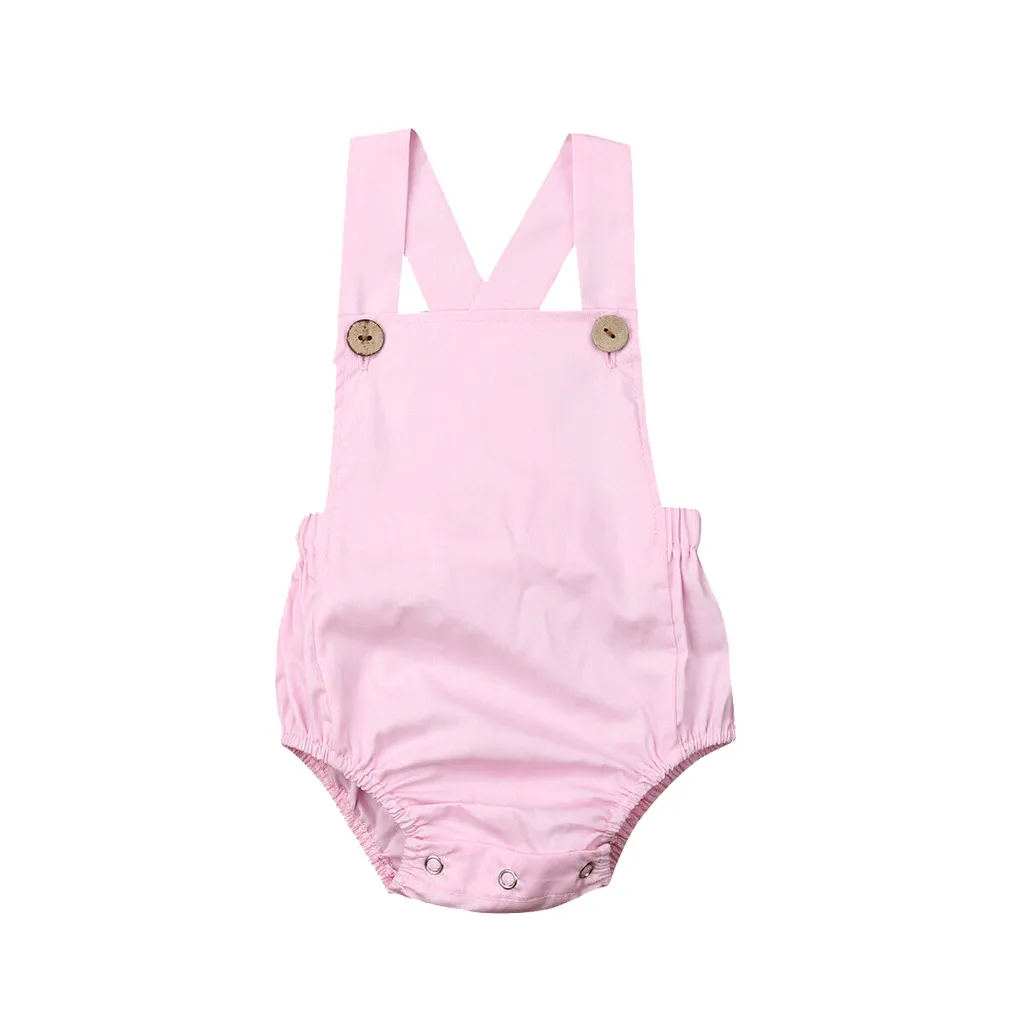 Newborn Baby Rompers Baby Boy Girls Sleeveless Plain Romper Baby Girls Jumpsuit Summer Infant One-pieces Striped Clothes Outfits - Цвет: Pink