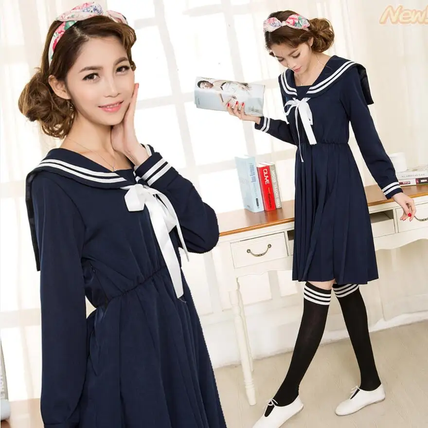 

New Sailor Costumes High School Student JK Uniform Korean Preppy Style Women Girls Student Uniforms Spring School Dresses