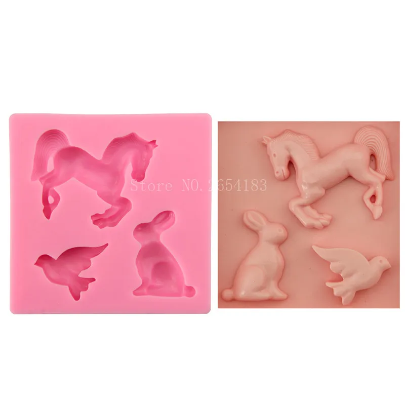 

Animal Rabbit & Bird & Horse Silicone Fondant Soap 3D Cake Mold Cupcake Jelly Candy Chocolate Decoration Baking Tool FQ3085
