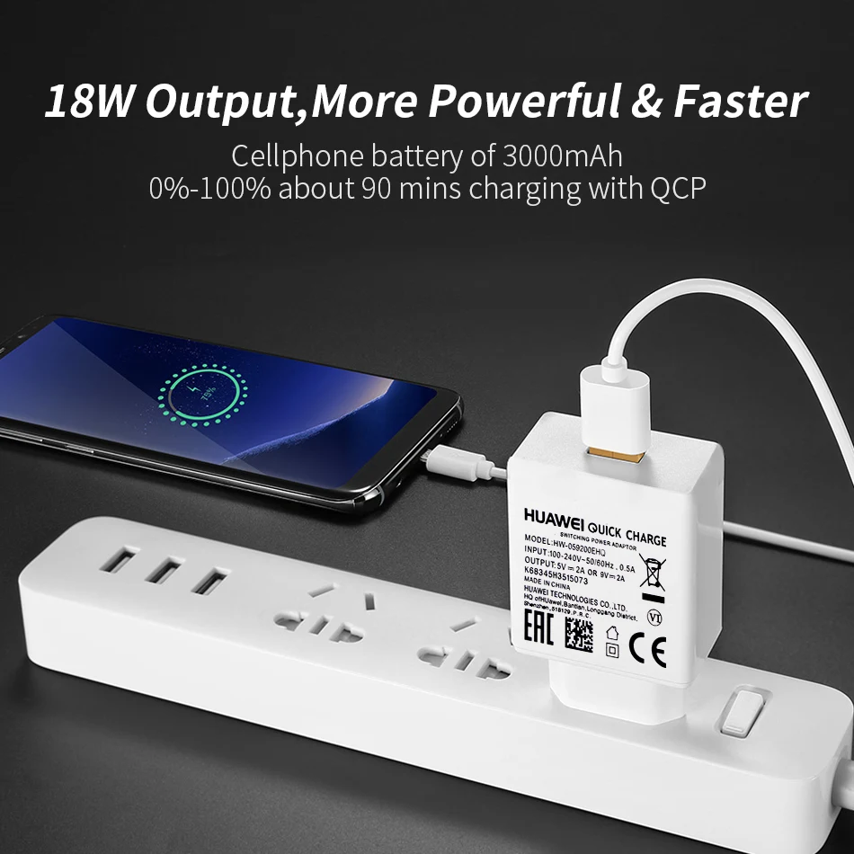 HUAWEI Быстрая Зарядка адаптер QuickCharge 9V 2A 18W micro USB кабель type-C Быстрая зарядка зарядные устройства для мобильных телефонов для P10 P9 P8