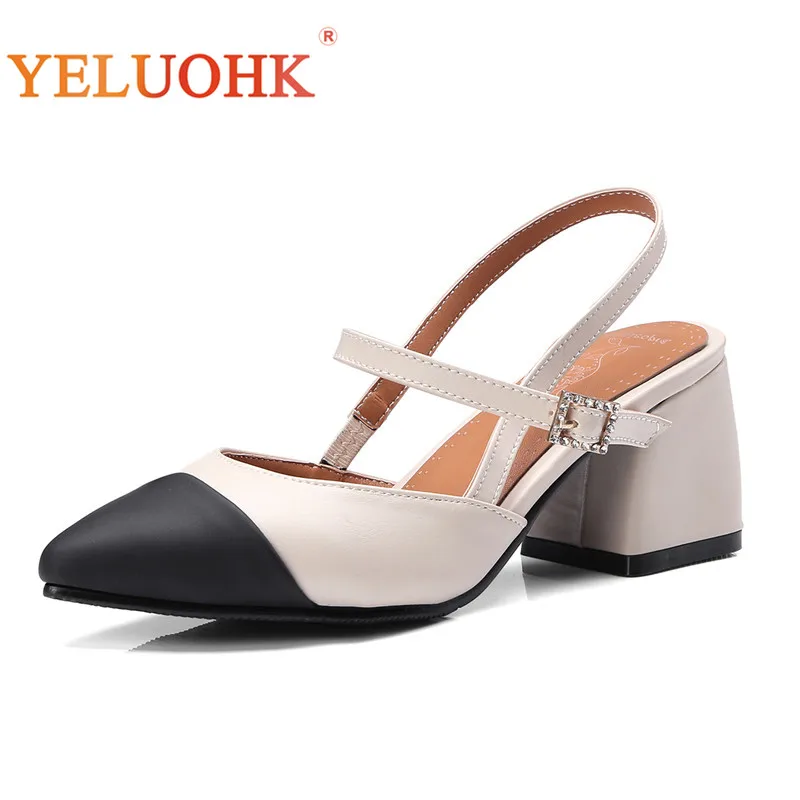 

33-44 Summer Shoes Women Heels Big Size Women Pumps 2018 Slingbacks High Heels 6.5 CM