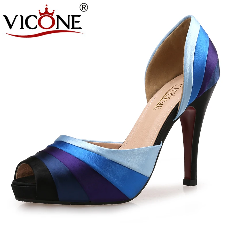 

VICONE Women Summer Peep Toe Casual Concise Platform Mature Heels V548224