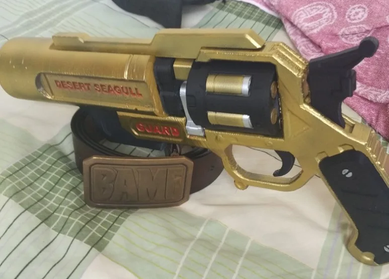 Overwatch Jesse McCree шкура Lifeguard Золотой Пистолет Косплей Реплика оружие Prop|Реквизит для