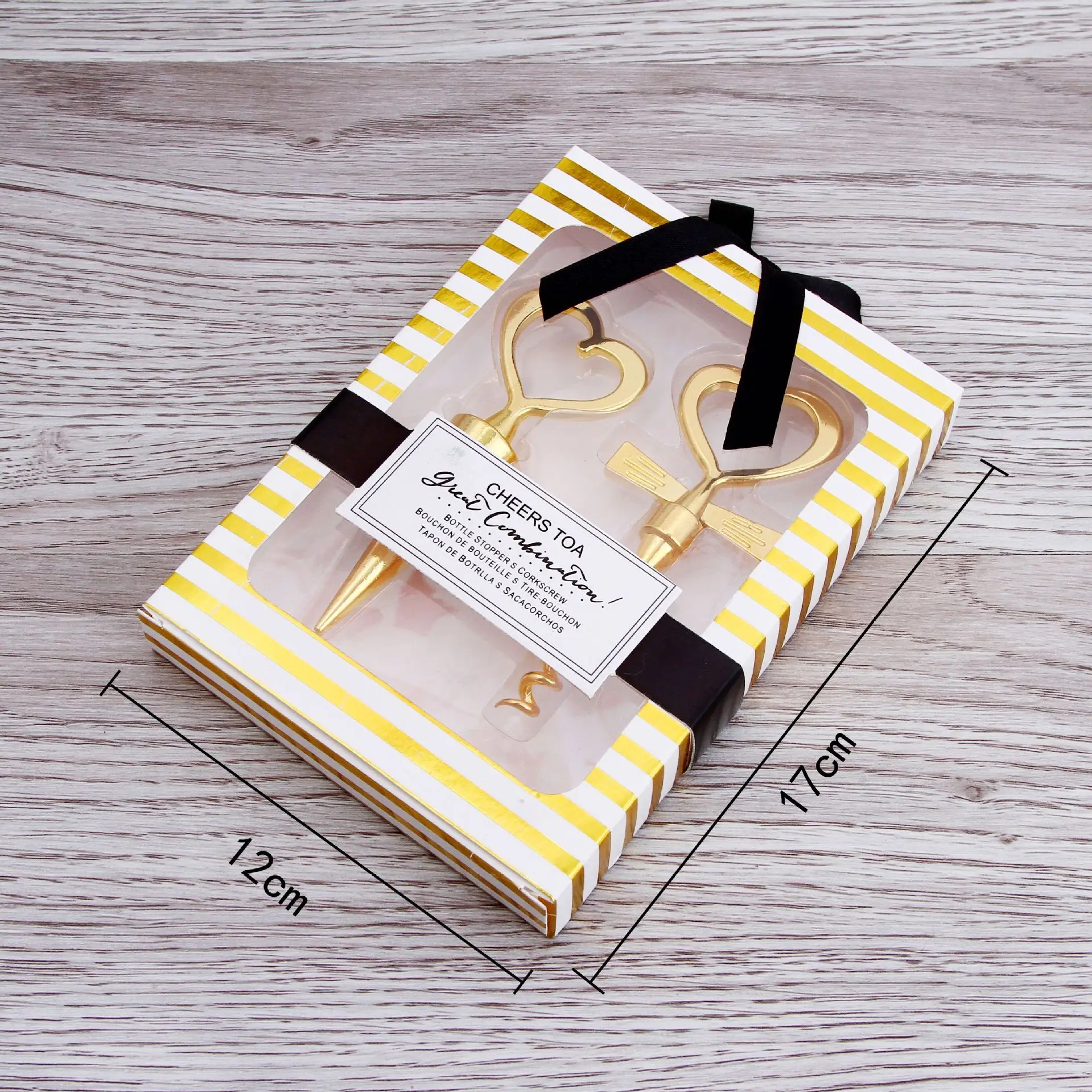 50sets=100pcs Gold Cheers To A Great Combo Wine Bottle Opener Stopper Corkscrew Set a Pair Heart Shape Wedding Favors Gift | Дом и сад