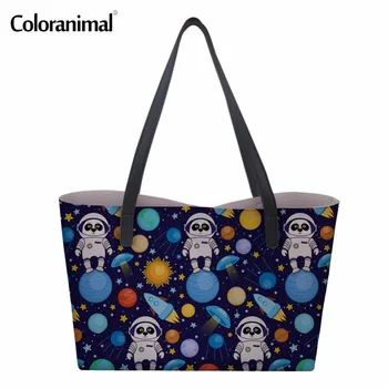 

Coloranimal 2018 Luxury Brand Leather Women Handbags Fashion Cartoon Space Woman PU Bags Large Size Tote Shopping Shoulder Bags