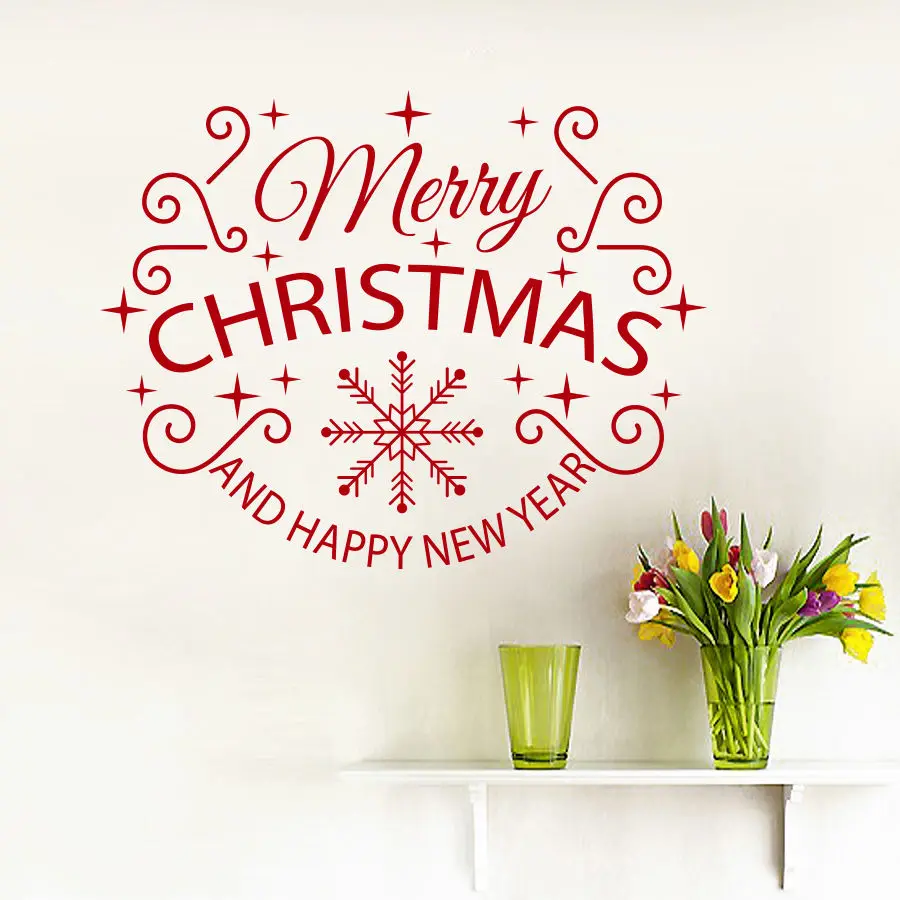 Merry Christmas DIY home decor new snow town christmas wall stickers