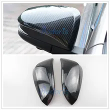 Carbon Fiber Color Door Mirror Cover Overlay Rear View Panel 2015 2016 2017 2018 For Toyota Fortuner AN150 AN160 SW4 Accessories chrome side door trim for toyota fortuner an160 hilux sw4 2015 2016 2017 car styling body cladding deflector accessories ycsunz