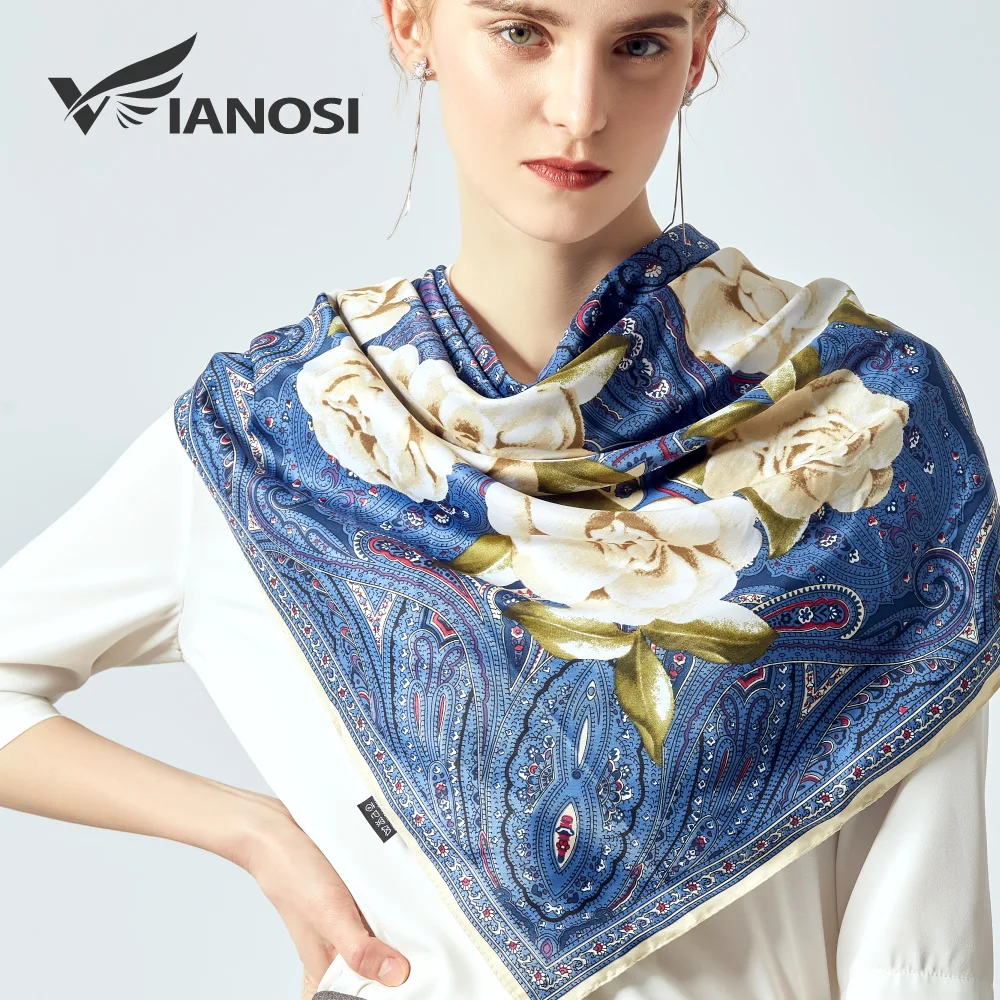 

[VIANOSI] 2019 Summer hijab scarf for women fashion blue bandana luxury stole brand silk scarves for ladies big size shawls