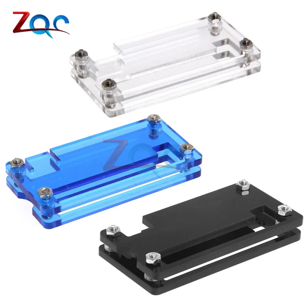 

Raspberry Pi Zero Acrylic Case Shell Transparent Acrylic Protection Box With Screws And Nuts Black/Blue