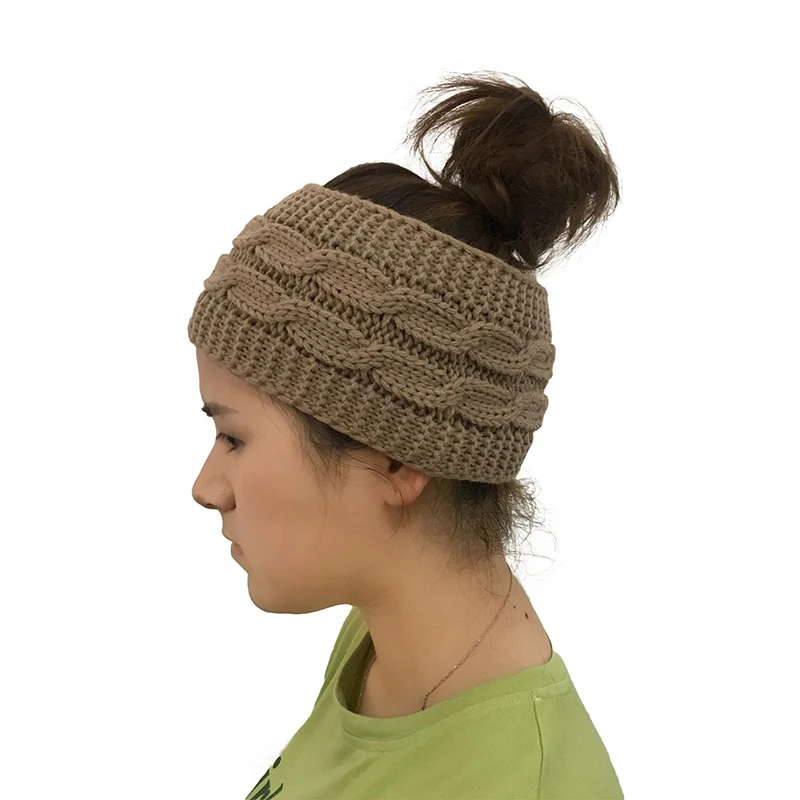 Women Autumn Knitted Hat Winter Warm Bun Ponytail Beanie High Stretch Female Hats Girls Turban Fashion Cap Head Warmer CP0293 (15)