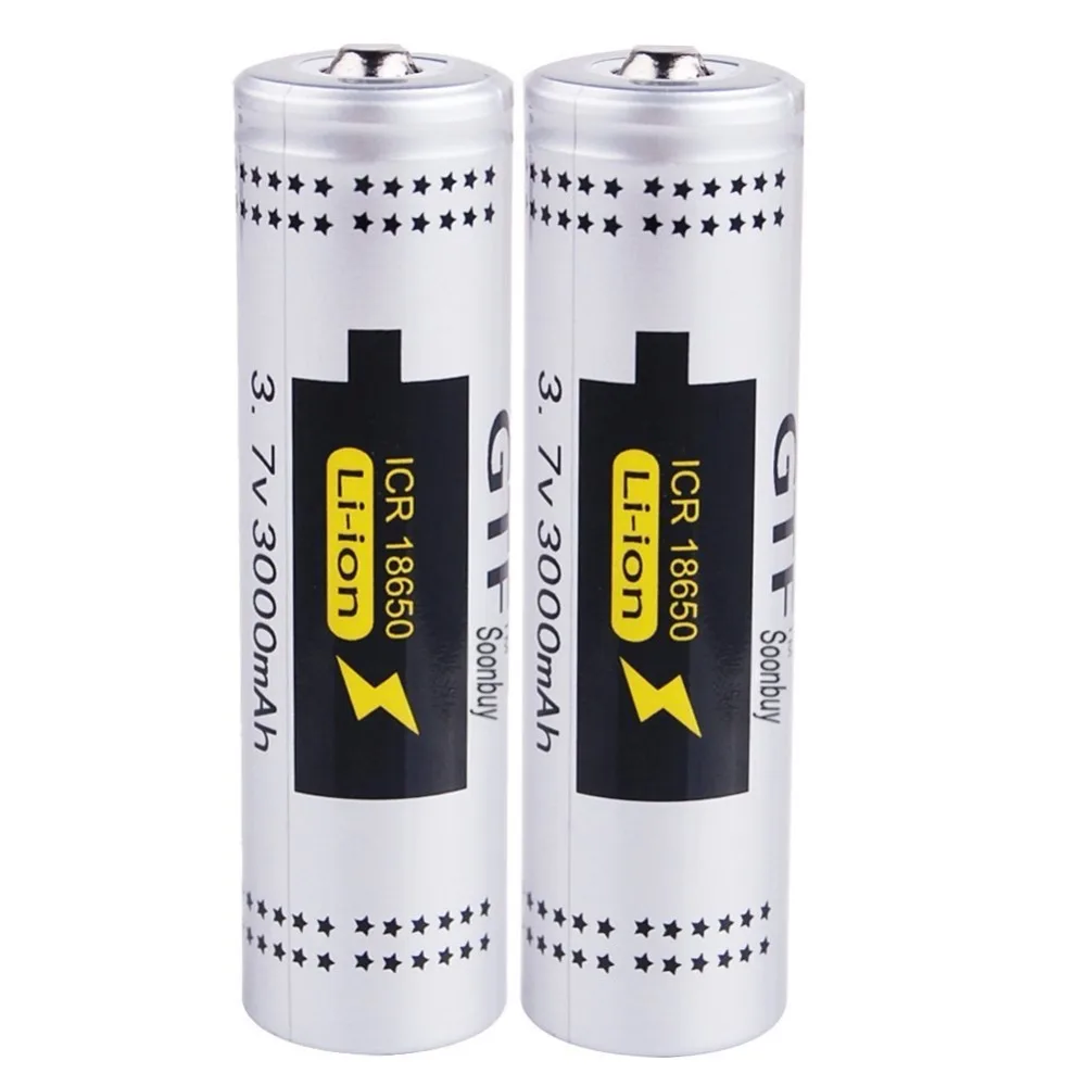 Gtf 2 Pz 3.7 V 18650 Batteria Di Capienza Reale 3000 Mah Li-Ion Batteria Ricaricabile Per La Torcia Elettrica Della Torcia Di Trasporto Di Goccia A Le
