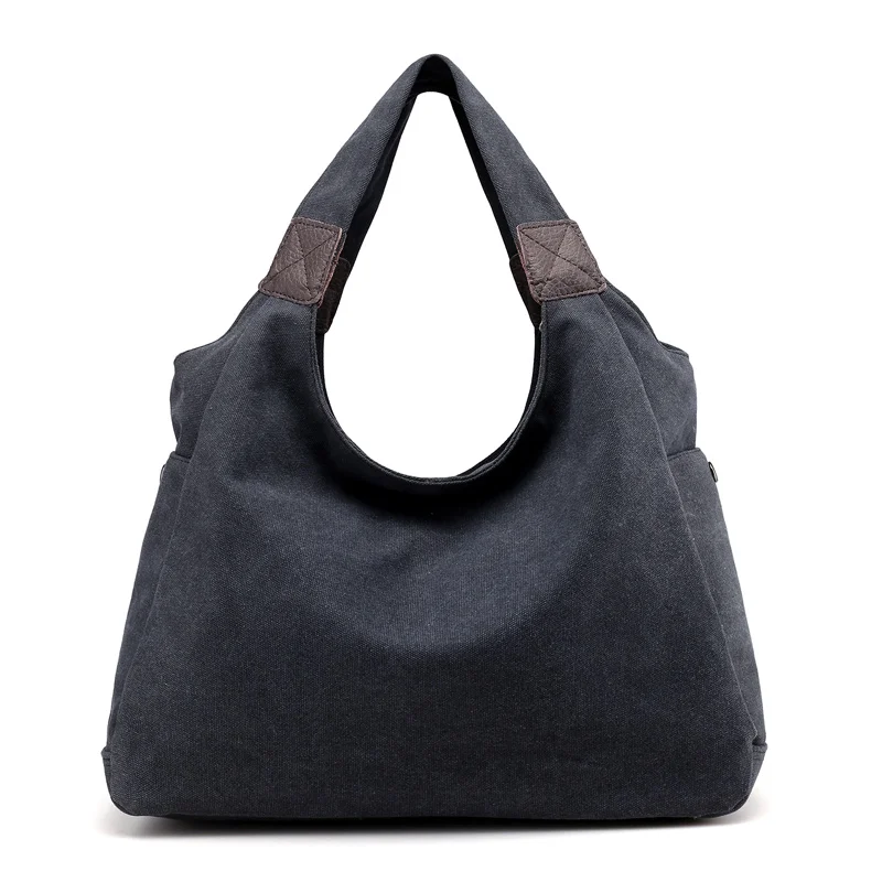 KVKY брендовая холщовая женская сумка, женские сумки, модный дизайн, женская сумка-тоут, Женские однотонные большие сумки на плечо, дорожная сумка, Bolsos Mujer - Цвет: Big Black