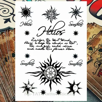 

Nu-TATY Black Sun Temporary Tattoo Body Art Flash Tattoo Sticker 21*15cm Waterproof Fake Tatoo Painless Tattoo Sticker