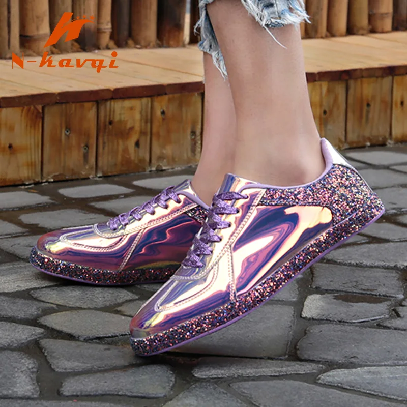 

NKAVQI Women Fashion Shoes Women Flat Platform Lace Up Ladies Board Shoes Black PU Leather Womens Shoes Sneakers tenis feminino