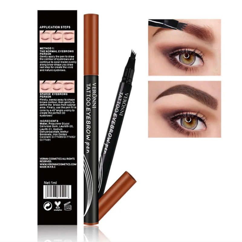 

Microblading Eyebrow Tattoo Pen 4 Tips Precise Liquid Tint Brow Pencil Makeup Waterproof Dye Cream