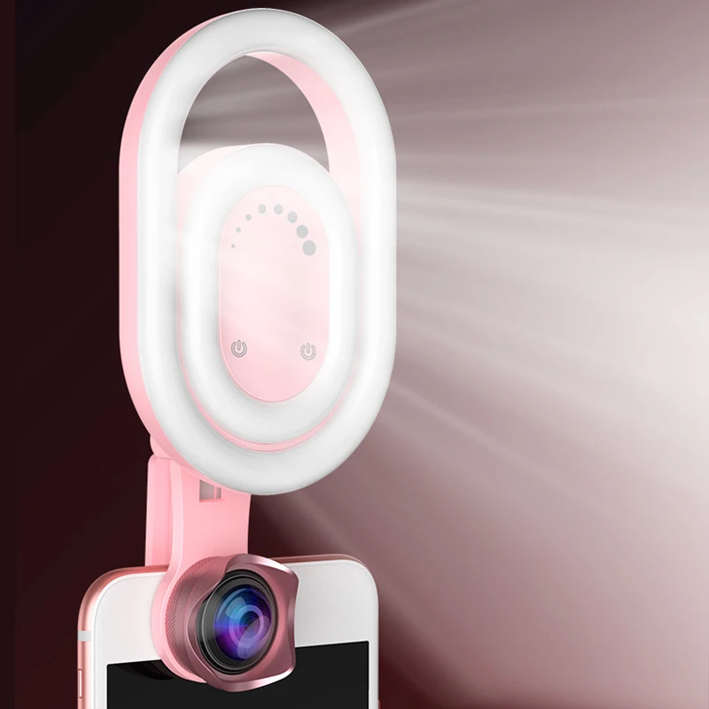 Girlwoman 56 светодиодный фонарь для селфи вспышка широкоугольный объектив фонарик для телефона светодиодная вспышка для селфи клип на макро-объектив стеклянная линза