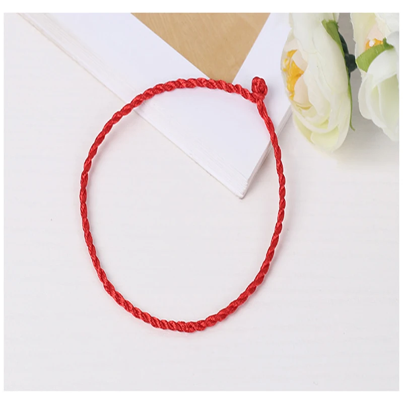 Qevila 2019 Hot Sale 2PCS Fashion Red Thread String Bracelet Lucky Red Handmade Rope Bracelet for Women Men Jewelry Lover Couple (8)