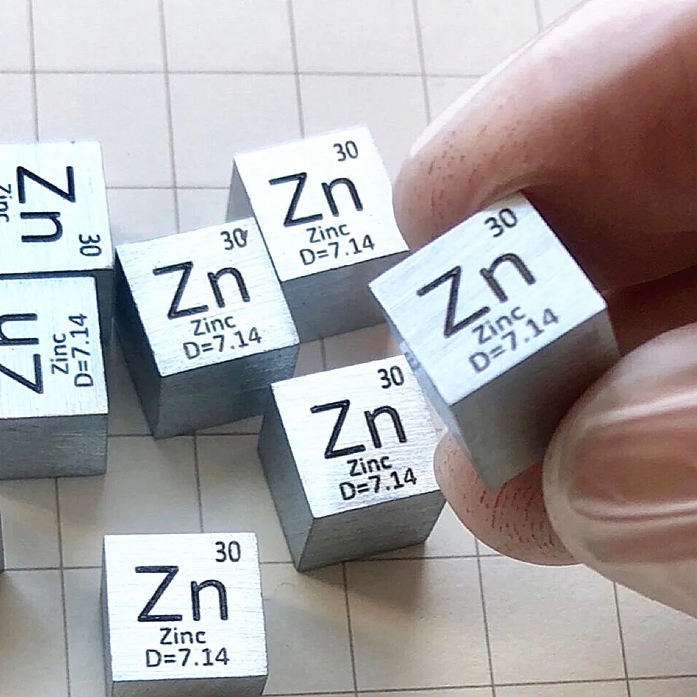 Metal Zinc 10mm Density Cube Zn 99.99 Pure for Element Collection Hand