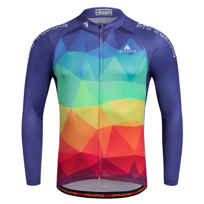 Reflective Men's Cycling Jerseys Long Sleeve Mountain Bike Clothing Top
