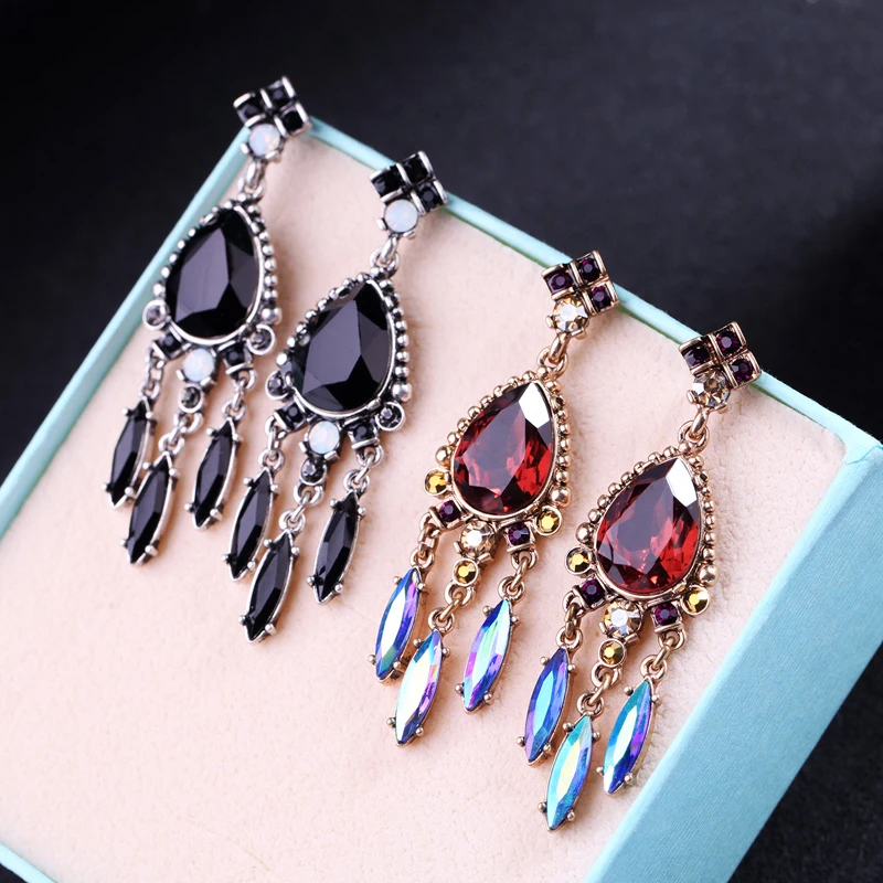 2 цвета черный и красный водослива серьги подарок ювелирные AliExpress Женская мода