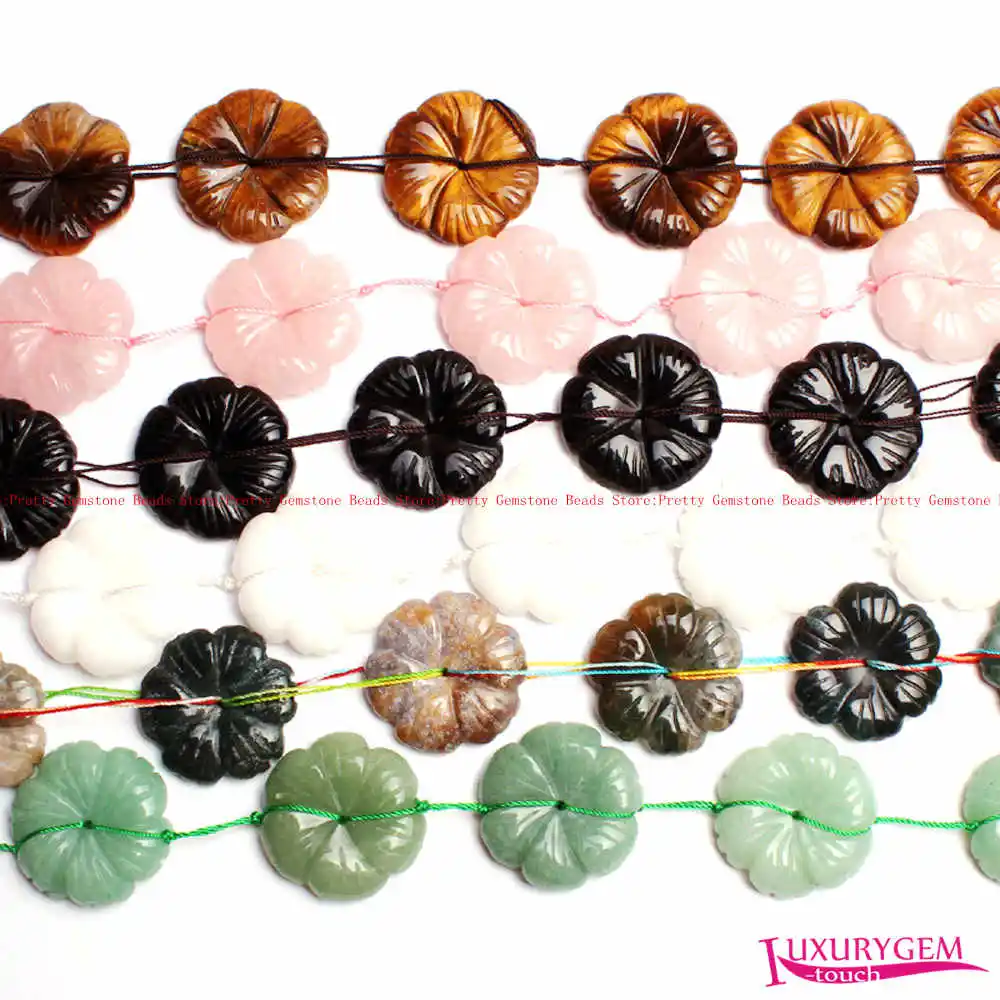 

Free Shipping 30mm Natural 6 Type Material Flower Shape Gems Loose Beads Strand 10Pcs DIY Creative Jewellery Making wj343