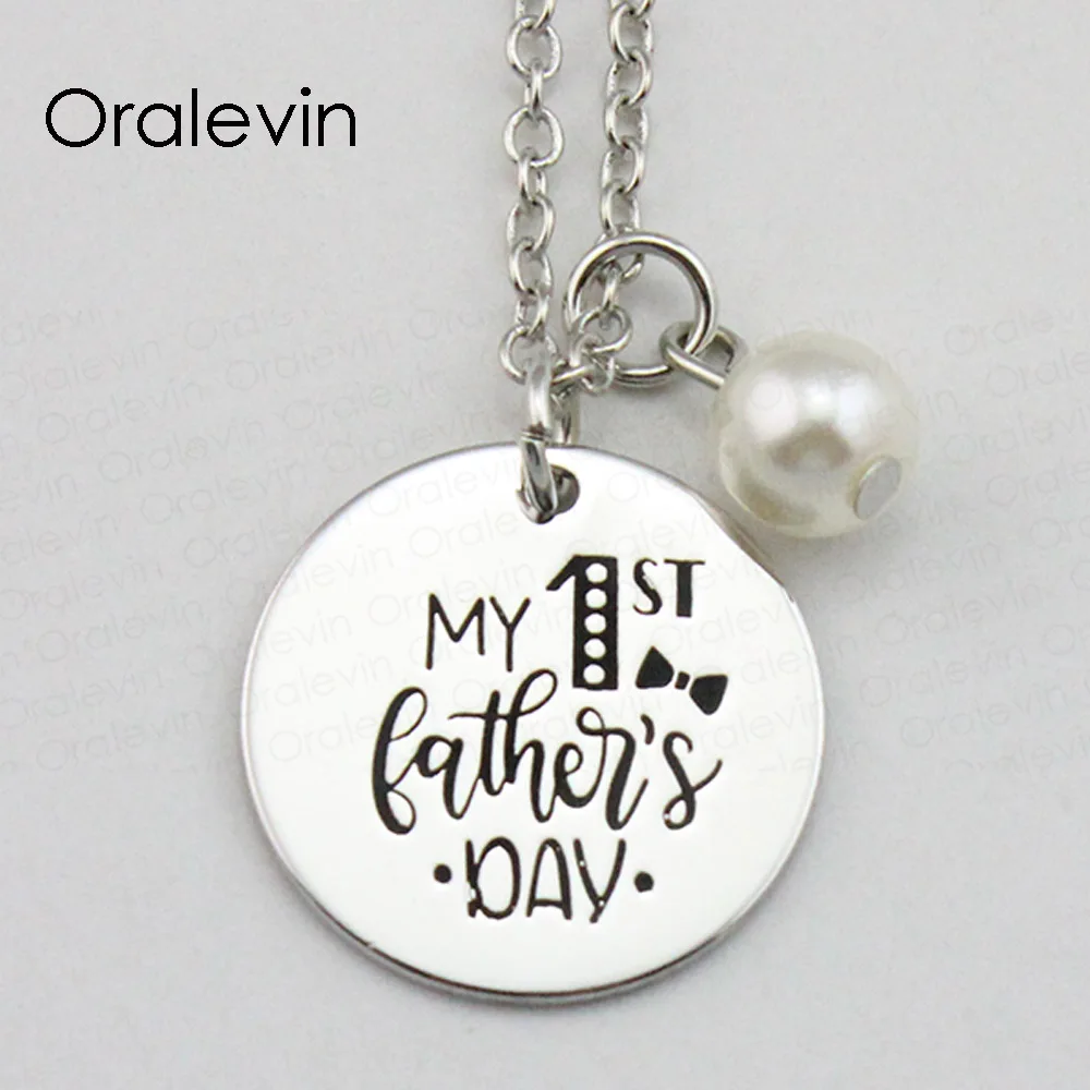 MY 1ST FATHER'S DAY Inspirational Hand Stamped Engraved Custom Charm