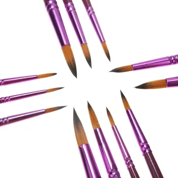 

12pcs Purple Artist Paint Brush Set Pointed Flat/Tip Type Art Paintbrush Watercolor Nylon Hair Oil Drawing Pen Supplies