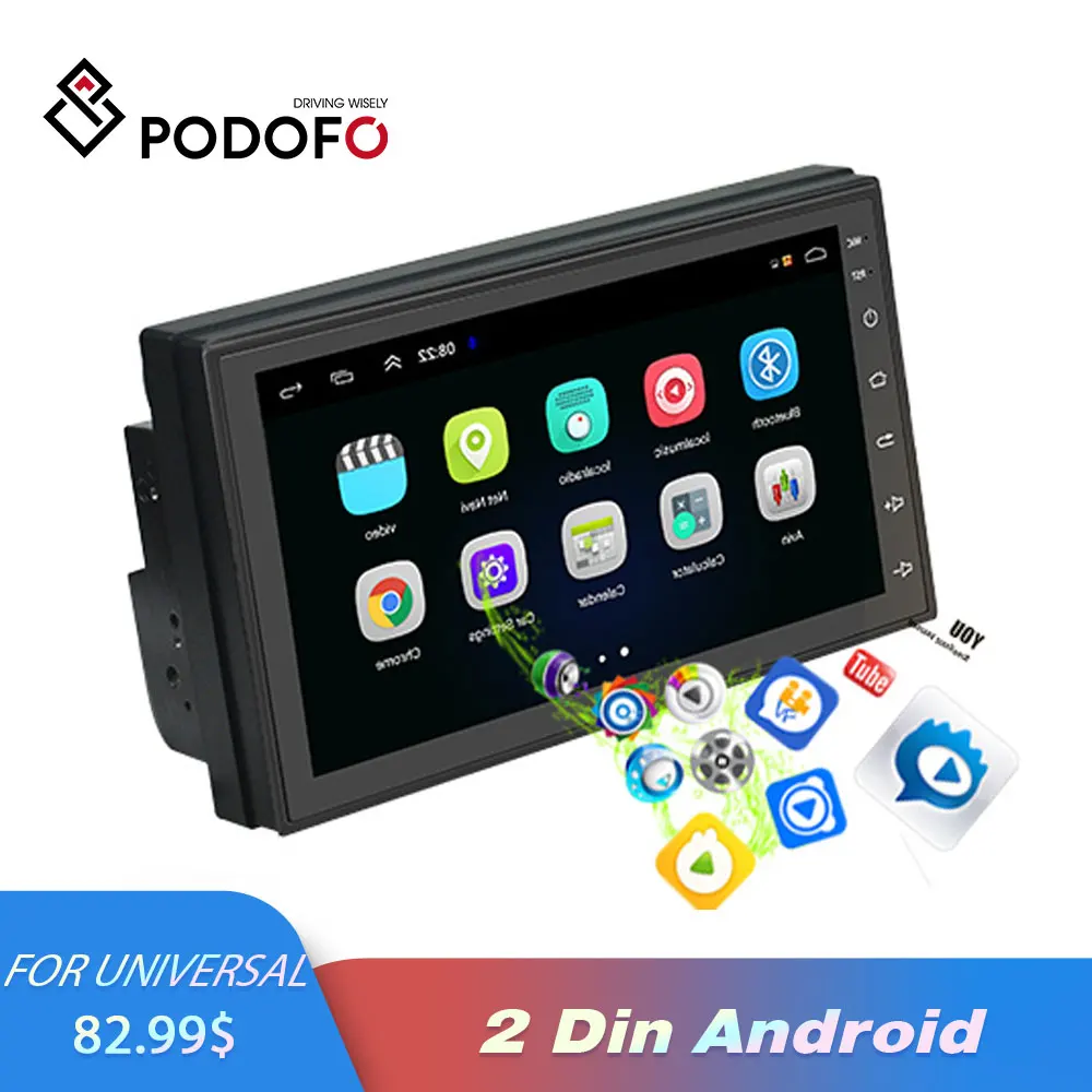 

Podofo 2 din auto radio 7'' HD TFT Capacitance Touch Screen Car MP5 Player Multimedia with Bluetooth WIFI GPS Car Stereo Radio