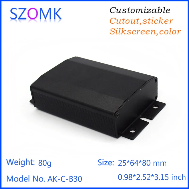 

1 piece, 25*64*80mm aluminum amplifier controller electronics enclosure project case szomk wall mounting aluminum project box