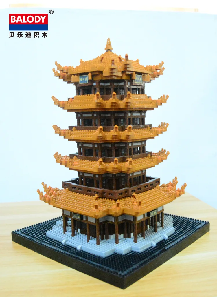 

Chinese Traditional Pavilion Model Diamond Bricks Yellow Crane Tower Building Blocks Toys Children's DIY For Children Gifts
