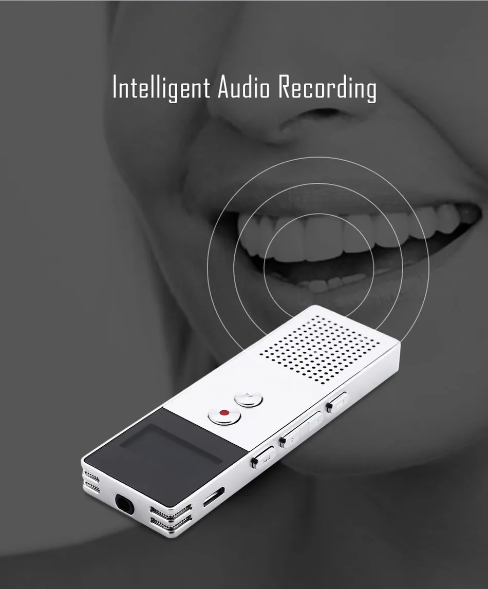 BENJIE Professional Digital Voice Recorders 8G 0.96 Inch Screen  FM Radio MP3 Music Player Built-In Speaker For Study Meeting (5)