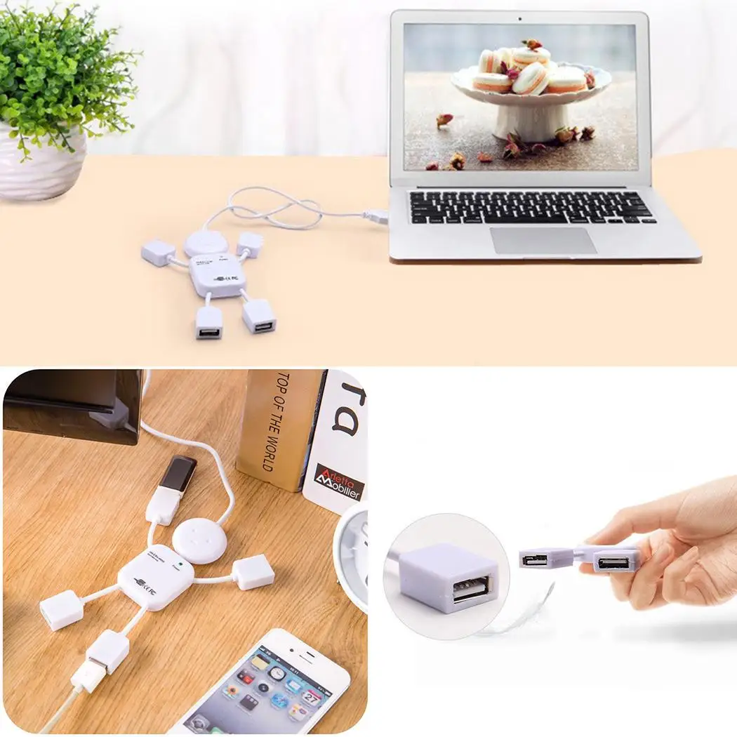 Разветвитель концентратор в форме человека USB 2 0 4 порта белый 055 КГ