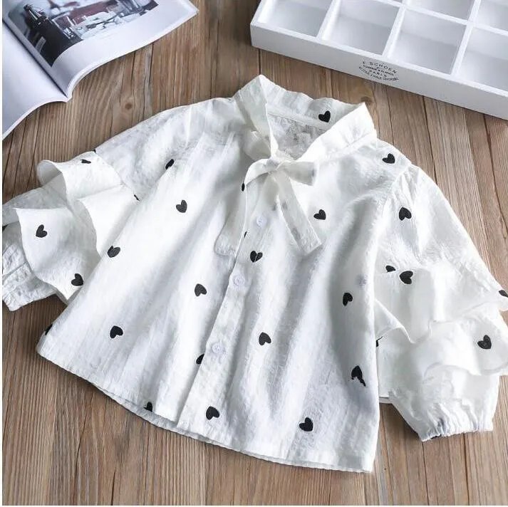

Autumn toddler Baby blouse For Girls blouse white ruffles bow kids tops shirt korean kids clothes children cute