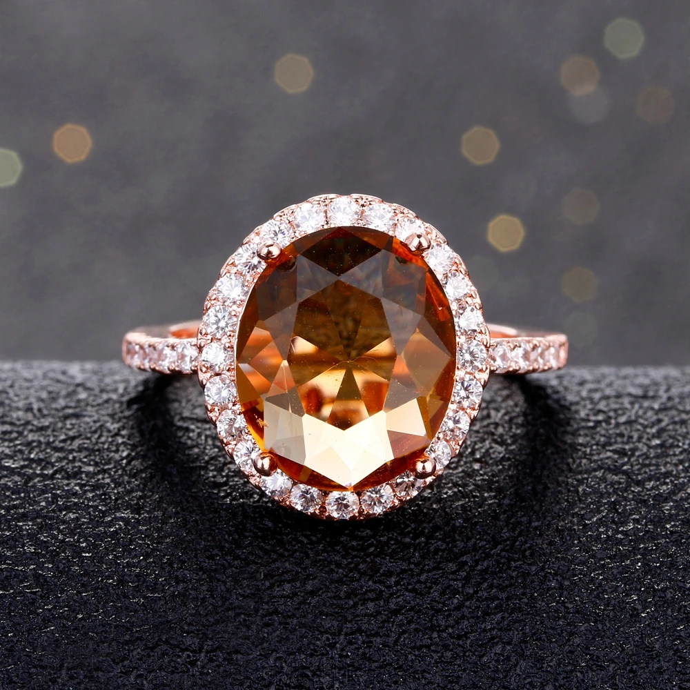 Высокое качество роскошные 925 серебряных колец для Для женщин бледно-палевый драгоценный камень кольцо с топазом романтический подарок Свадебные украшения 10x12 мм Размеры 6-10