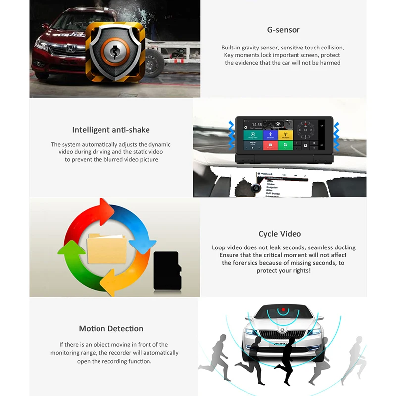 4G ADAS Автомобильный видеорегистратор Android Wifi Bluetooth GPS навигация 1080P 24 часовой